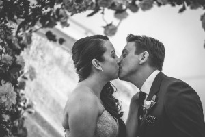 Ceremony kiss bride and groom