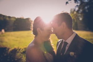Couple portrait with sunset