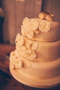 Wedding cake with icing roses