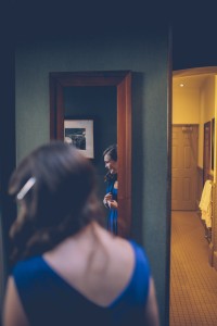 Bridesmaid in mirror