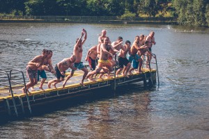 Diving into Hampstead Heath pond