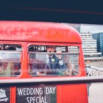 Wedding guests on routemaster bus