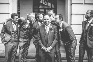 Groom and groomsmen funny portrait