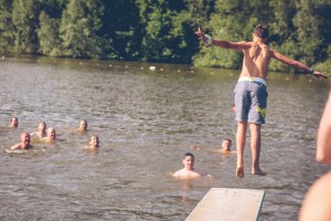 Diving into Hampstead Heath pond