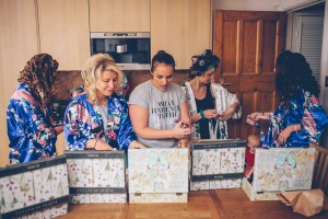 Bridesmaids receiving gifts