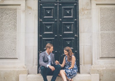 Couple sitting on steps