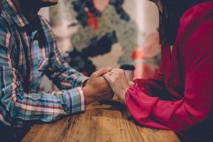 Engagement shoot holding hands