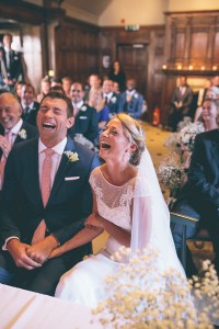 Wedding ceremony laughing
