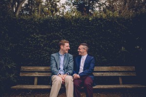 Couple portrait on bench