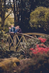Couple and witnesses on bridge