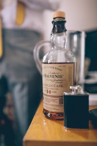 Balvenie bottle and hip flask